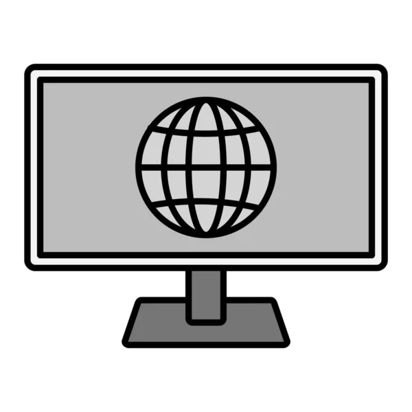 Computer Monitor Globe Icon Vector Illustration Design — Vettoriale Stock