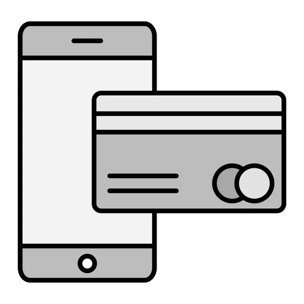 Carta Credito Con Smartphone Telefono Cellulare Disegno Illustrazione Vettoriale — Vettoriale Stock