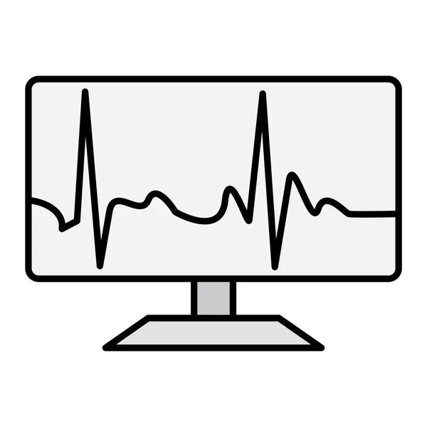 带心电图和心跳矢量图解设计的计算机显示器 — 图库矢量图片