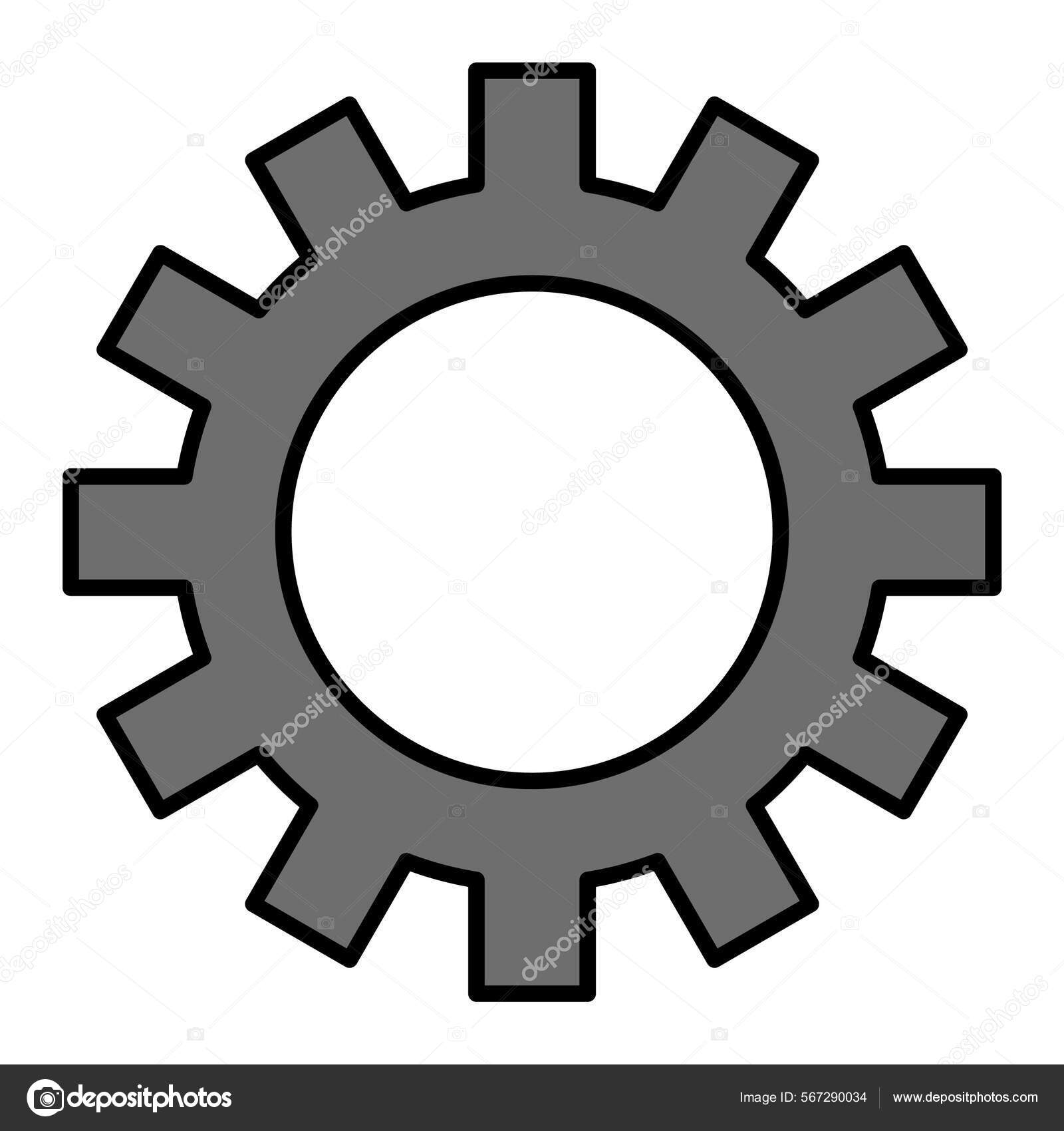 Gear Icon Outline Gears Vector Illustration Isolated White