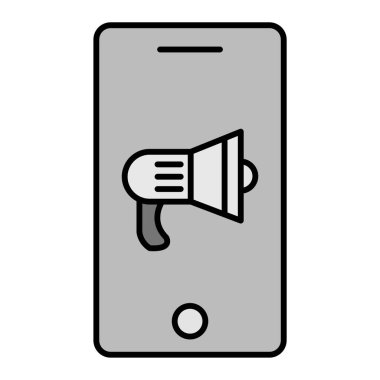 cep telefonu simgesi. Megafon vektör illüstrasyonlu akıllı telefon hatları. izole edilmiş çevre arkaplanı.