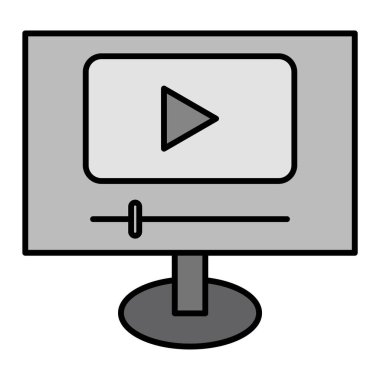 Bilgisayar monitörü simgesi. beyaz arkaplanda video kamera vektör resimleme çizelgesi