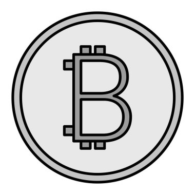 Beyaz zemin üzerinde siyah tarzda izole edilmiş bitcoin simgesi. para birimi sembolü vektör çizimi.