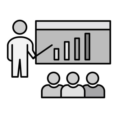 Sunum satırı ikon vektör illüstrasyon tasarımına sahip iş adamları