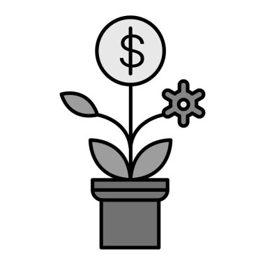 Para ve dolar sembolü olan bitki tasarımı