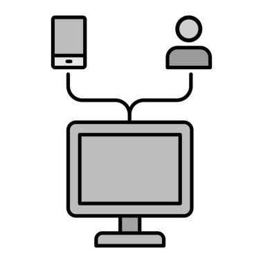 Bilgisayar Bağlantılı simge vektör illüstrasyonu