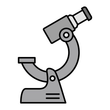 Mikroskop simgesi. Laboratuvar vektör sembolünün taslağı. Beyaz arkaplanda basit biçim izole