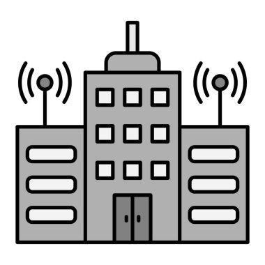 Kablosuz bağlantı kulesi simgesi. Beyaz arkaplanda izole edilmiş akıllı ev vektör sembolü ve web tasarımı ögeleri