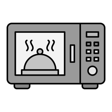 mikrodalga fırın ikonu vektörü. İnce çizgi işareti. izole edilmiş sınır sembolü çizimi