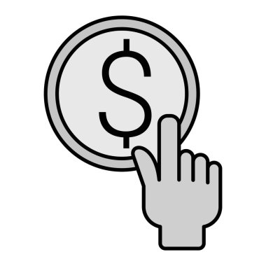 Kişi başına Öde Tıklayın madeni para vektör illüstrasyon tasarımı