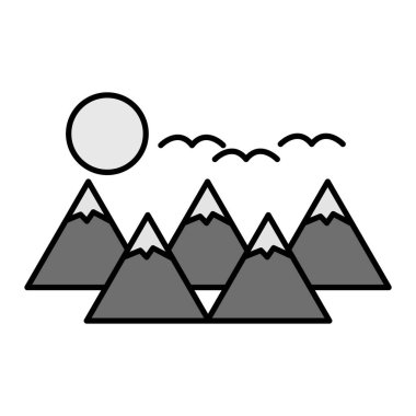 Dağ simgesi vektörü web ve mobil uygulama tasarımınız için beyaz arkaplanda izole edildi, dağ logosu kavramı