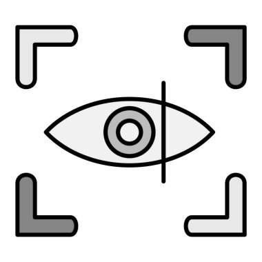 Göz Tarayıcı simgesi vektörü. Özet görüş kamerası işareti. izole edilmiş sınır sembolü çizimi