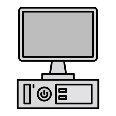 Bilgisayar monitörü simgesi. Web için vektör simgelerinin özet çizimi