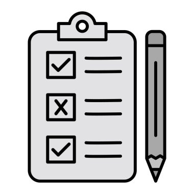 Beyaz arkaplan üzerindeki kontrol listesi simgesi, Düzenleyicinin vektör illüstrasyonu