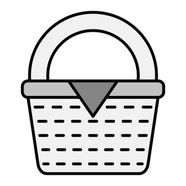 Piknik sepeti simgesi. Web için hasır taşıyıcı vektör simgelerinin özet çizimi