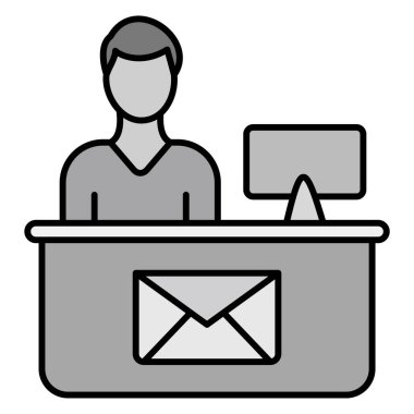 dizüstü bilgisayarı ve zarf vektör illüstrasyon tasarımı olan adam