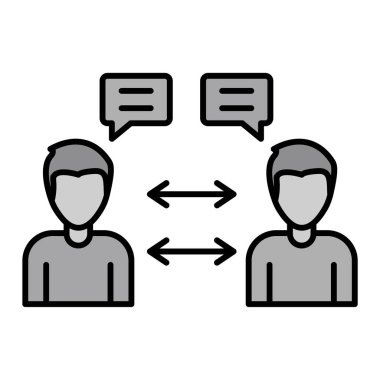 İnsanlar vektör simgesi hakkında konuşuyor. İnce çizgi işareti. izole edilmiş sınır sembolü çizimi