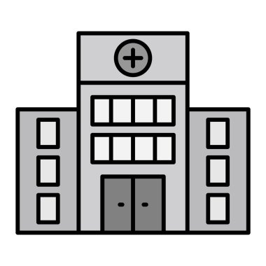 Hastane binası ikonu. Web için tıbbi acil durum vektör simgelerinin özet çizimi