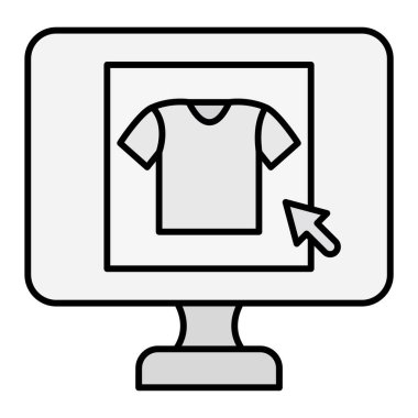 Çevrimiçi alışveriş hattı simgesi. Ana hatlı vektör çizimi. Beyaz arka planda izole edilmiş. düzenlenebilir vuruş.