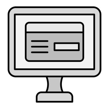 Kredi kartı ikonu. Web için dizüstü bilgisayar vektör simgelerinin özet çizimi