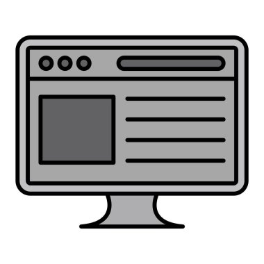 Bilgisayar monitörü simgesi. dizüstü bilgisayar vektörünün özet çizimi ve doldurma biçimi.