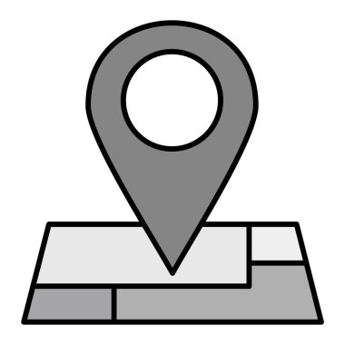 Harita iğne simgesi. özet konum rotası çizim sembolü.