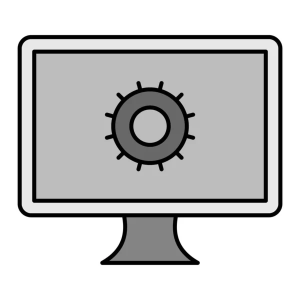 Monitor Ordenador Con Tecnología Icono Engranaje Ilustración Vectorial — Vector de stock