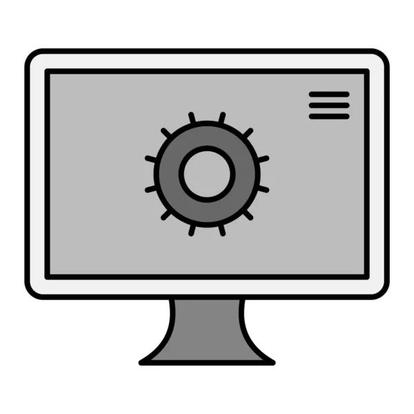 Monitor Computadora Con Tecnología Icono Engranaje Diseño Ilustración Vectorial — Vector de stock