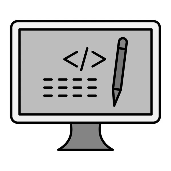 Computer Monitor Drawing Laptop — Stock Vector
