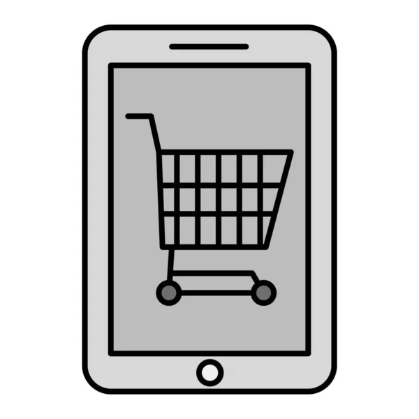 Shopping Cart Mobile Phone Smartphone Vector Illustration Design — Stockvector