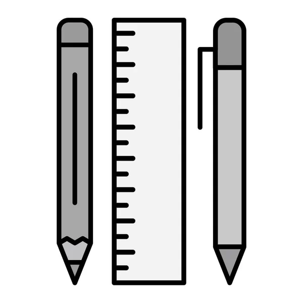 Ruler Pencil Icon White Backgroun — Vector de stock