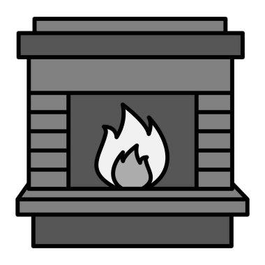 Ateşli şömine, vektör çizim tasarımı 