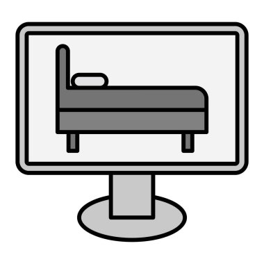 Otel rezervasyonu. Web simgesi basit illüstrasyon