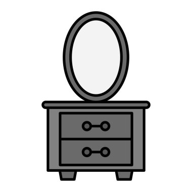 Mobilya ve oda ikonunun vektör çizimi. Web için mutfak ve alet edevat koleksiyonu.