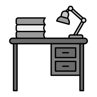 Masa lambası ikonu. Web için kitap vektörü ve ahşap simgelerin özet çizimi