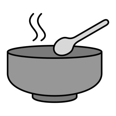 Çorba ve kaşık ikonunun vektör çizimi