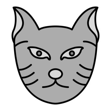 Kedi suratlı ikon. Web için şirin kedi yavrusu vektör simgelerinin çizgi film çizimi