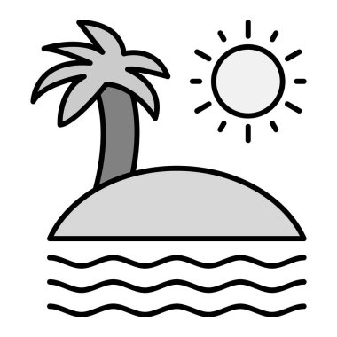 Yaz Sahil ikonu, vektör illüstrasyonu