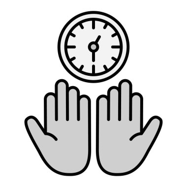 Saat simgesiyle el. vektör illüstrasyonu