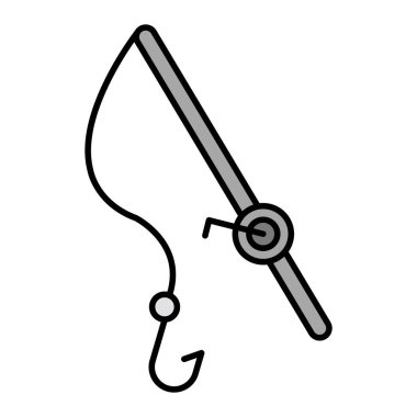 Balık kancası ikonu. Web için balık vektör simgelerinin özet çizimi