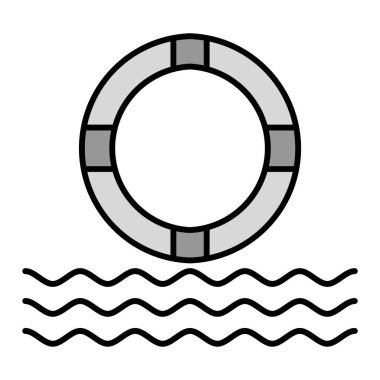 Yüzme havuzu ikonu. Web için yaşam şamandırası vektör simgelerinin özet çizimi