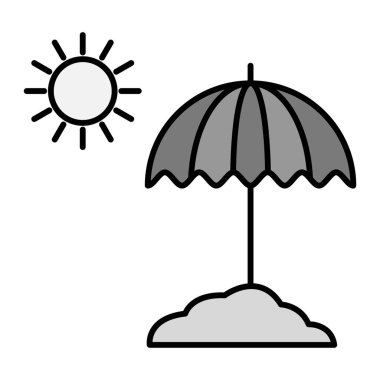 Şemsiye ikonu. Yaz sezonu ve plaj teması. Yalnız tasarım. vektör illüstrasyonu