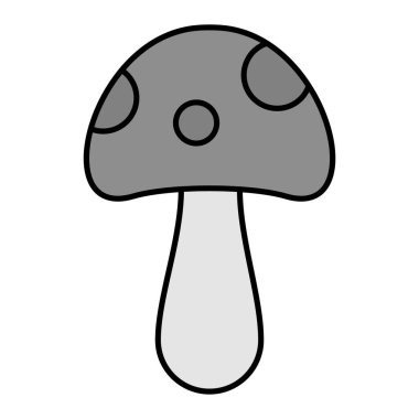 Mantar ikonu. siyah ve beyaz resimleme.