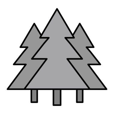 Çam ağacı simgesi. Web için köknar ağacı vektör simgelerinin özet çizimi