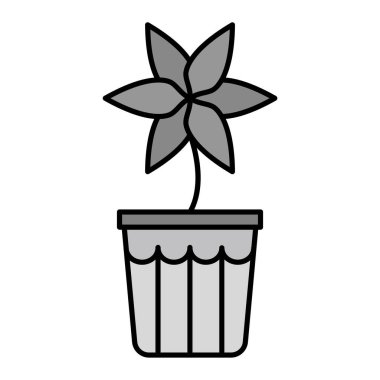 çiçek saksı vektör çizimi tasarımı