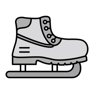 Buz hokeyi bot ikonu. Çizgili spor ayakkabısı çizimi resimli resim. Beyaz arka planda izole edilmiş. Kışlık giysiler