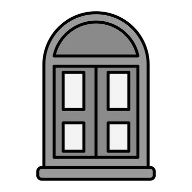 Beyaz arkaplanda izole edilmiş siyah biçimli pencere simgesi. kapı sembolü çizimi.