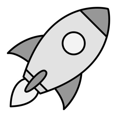 Roket. Web simgesi basit illüstrasyon