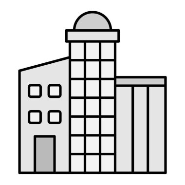 Bina simgesi. Web için gökdelen vektörü ve kule teması ögelerinin özet çizimi