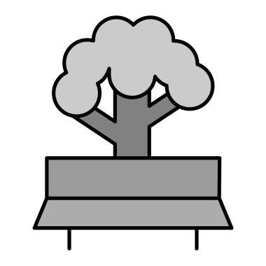 Ağaç bitkisi simgesi. Orman parkı vektör sembolü çizimi.